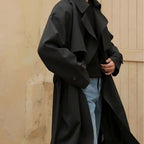 Men's Double-Breasted Trench Coat – Mid-Length Windbreaker