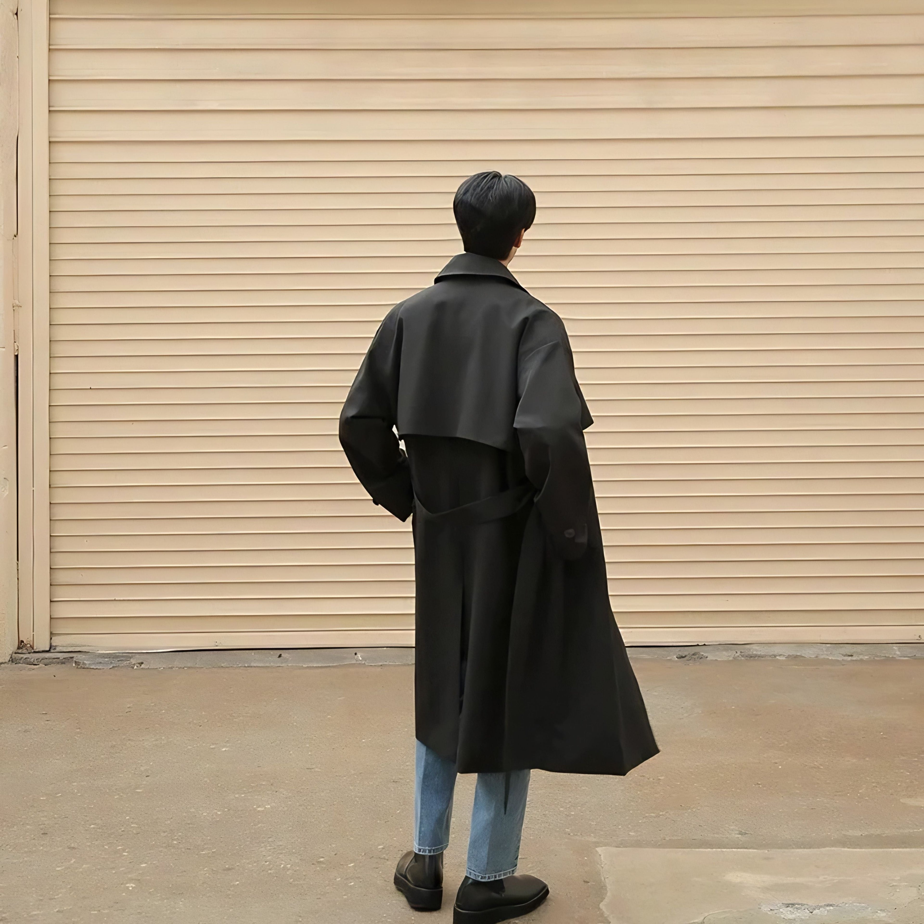 Men's Double-Breasted Trench Coat – Mid-Length Windbreaker