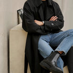 Men's Double-Breasted Trench Coat – Mid-Length Windbreaker