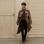 Men's Double-Breasted Trench Coat – Mid-Length Windbreaker