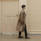 Men's Double-Breasted Trench Coat – Mid-Length Windbreaker