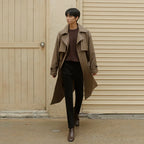 Men's Double-Breasted Trench Coat – Mid-Length Windbreaker